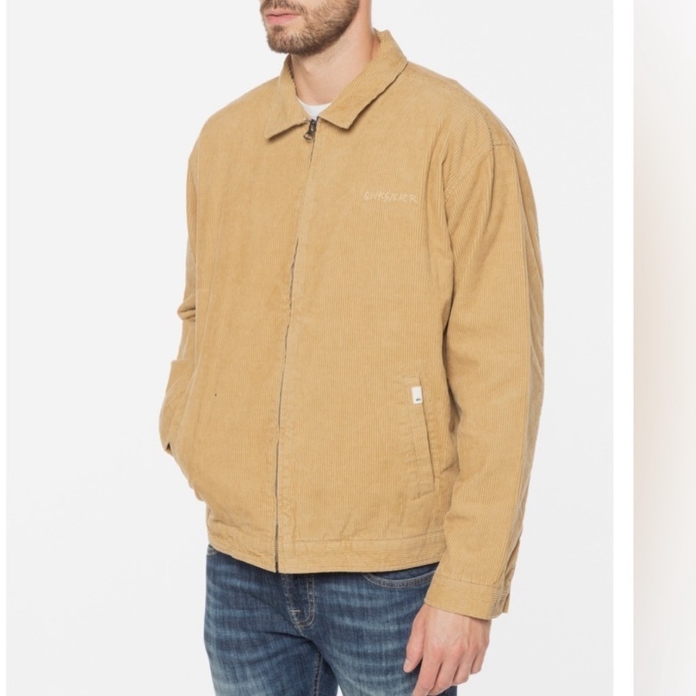 Quiksilver Men’s XL Tan Corduroy Collared Zip Jacket Workwear Casual Coat